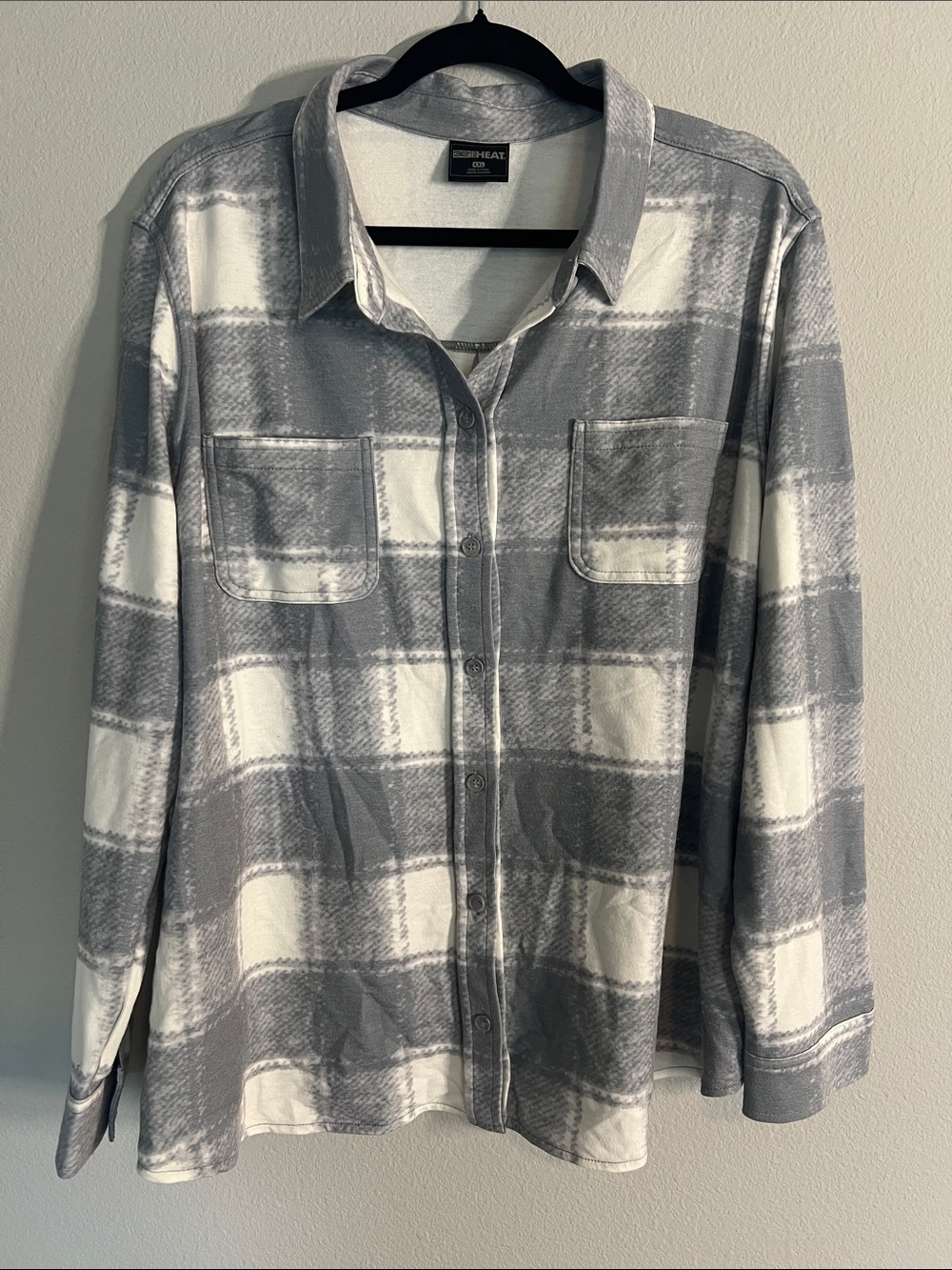Mossimo Supply Co. Gray and White Plaid Casual Button-Down Shirt